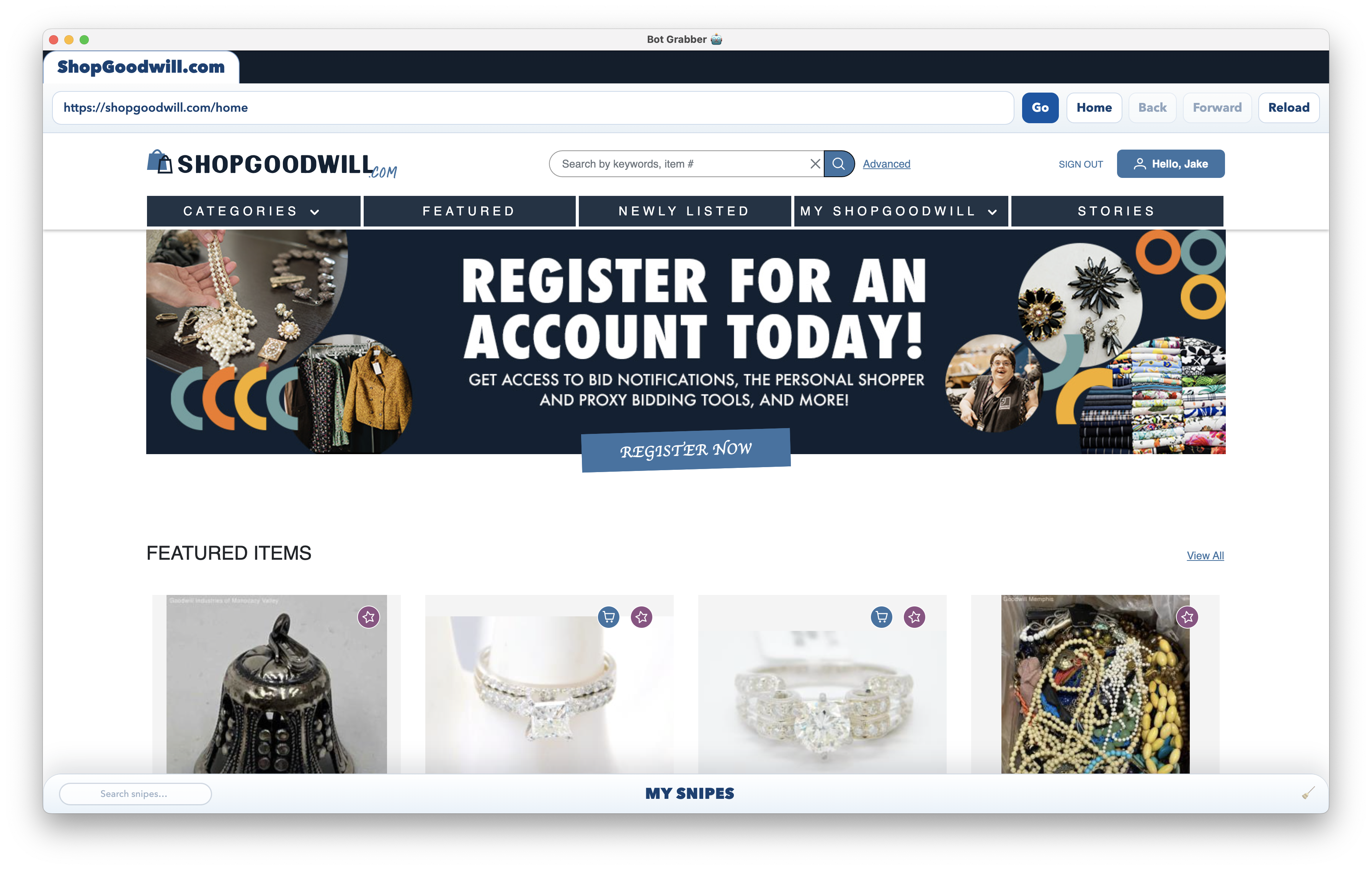 Bot Grabber Software Desktop Screenshot