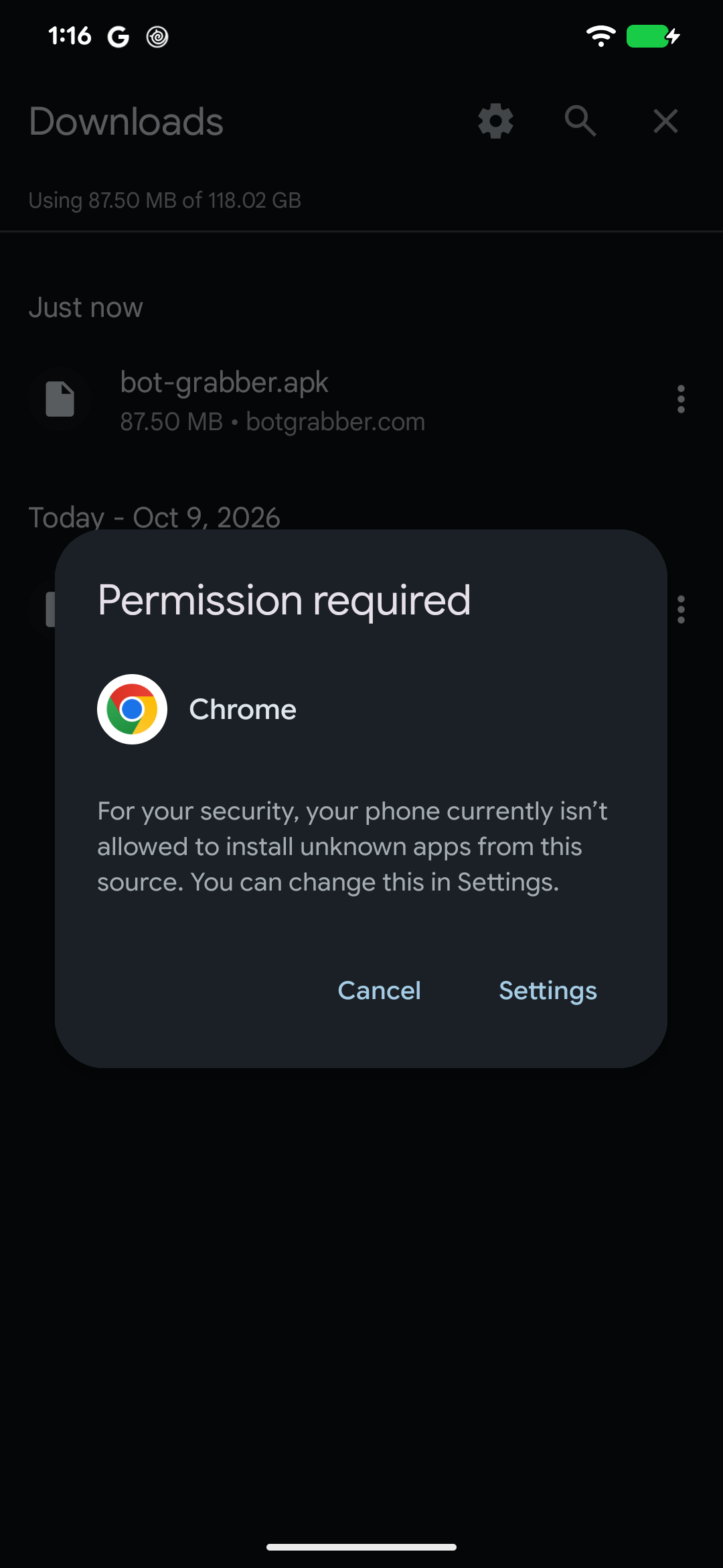 If Android asks for permission, tap Settings.
