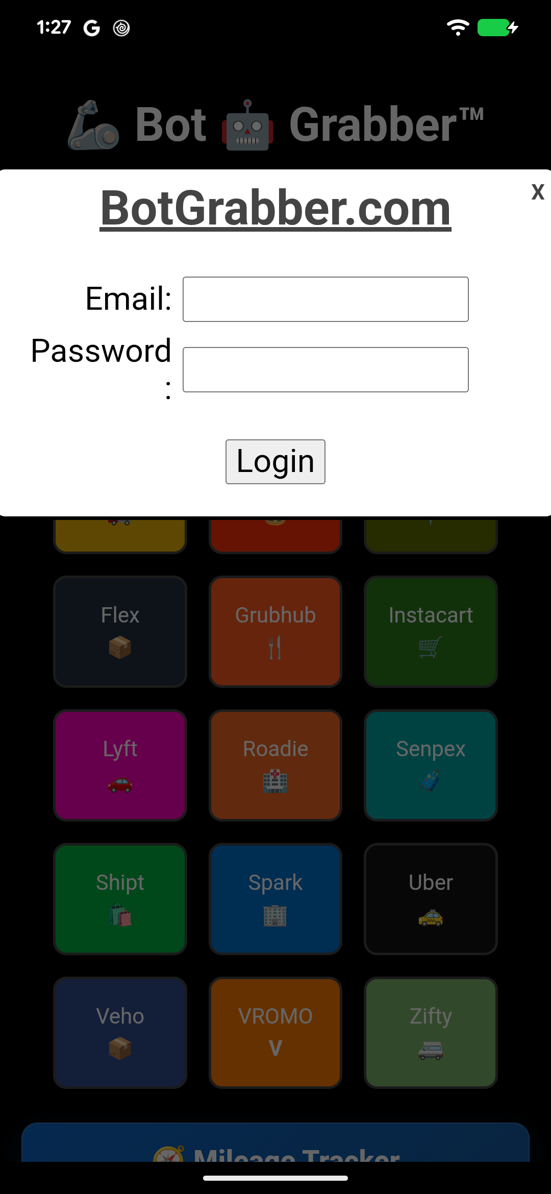Sign in to your Bot Grabber account.