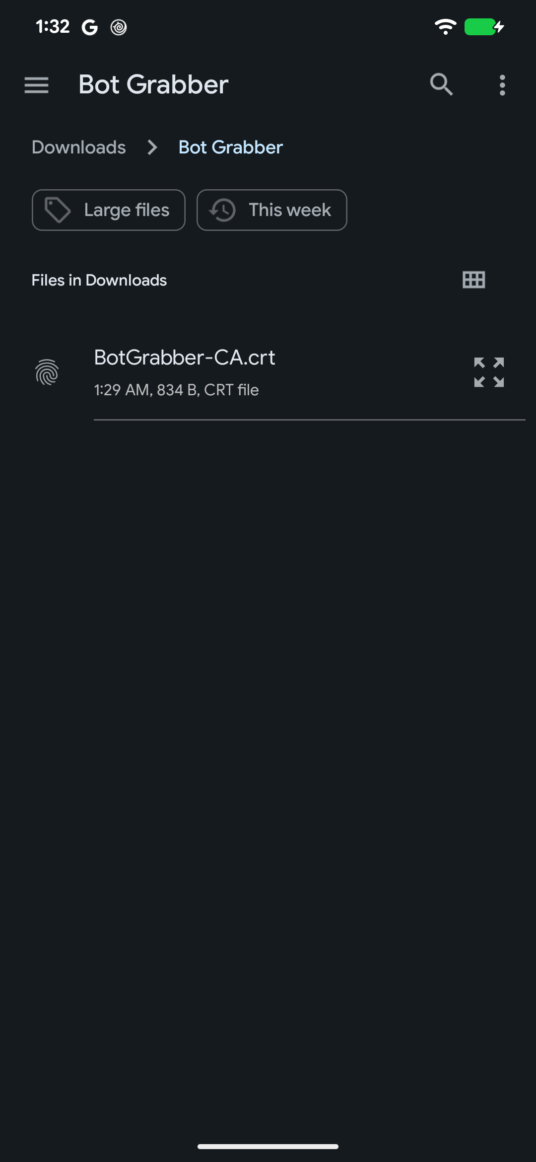 Downloaded certificate